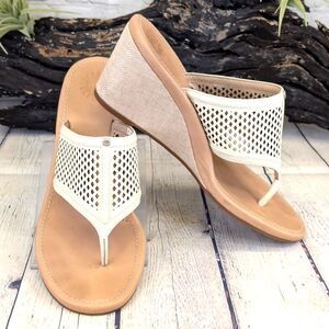 UGG Solena Laser Cut Leather Wedge Sandals